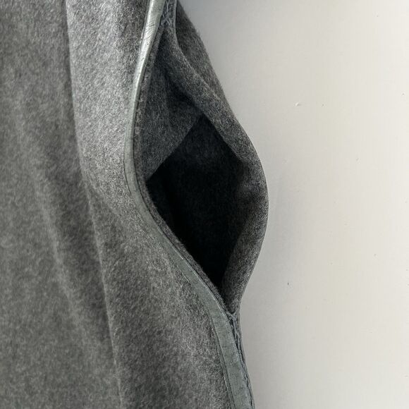 Maskit Wool Cashmere Open Front Jacket Belt Leather Detail Side Pockets Gray - Picture 6 of 15